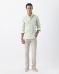 Rare Rabbit Men's Spoke 24 Light Beige Cotton Blend Plain Regular Fit Trouser