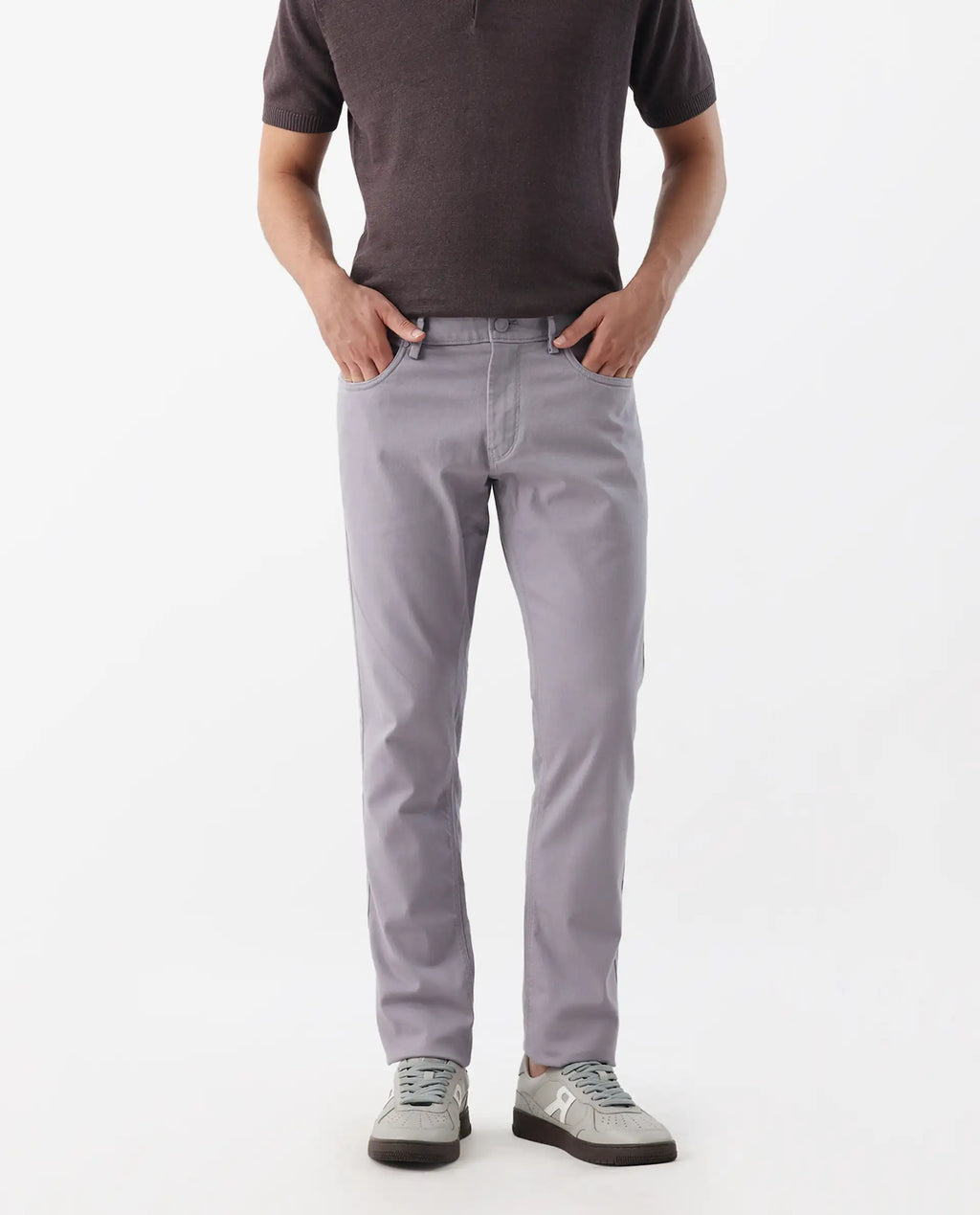 Rare Rabbit Men's Spoke -24 Pastel Purple Cotton Blend Plain Regular Fit Trouser