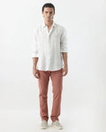 Rare Rabbit Men's Spoke 24 Rust Cotton Blend Plain Regular Fit Trouser