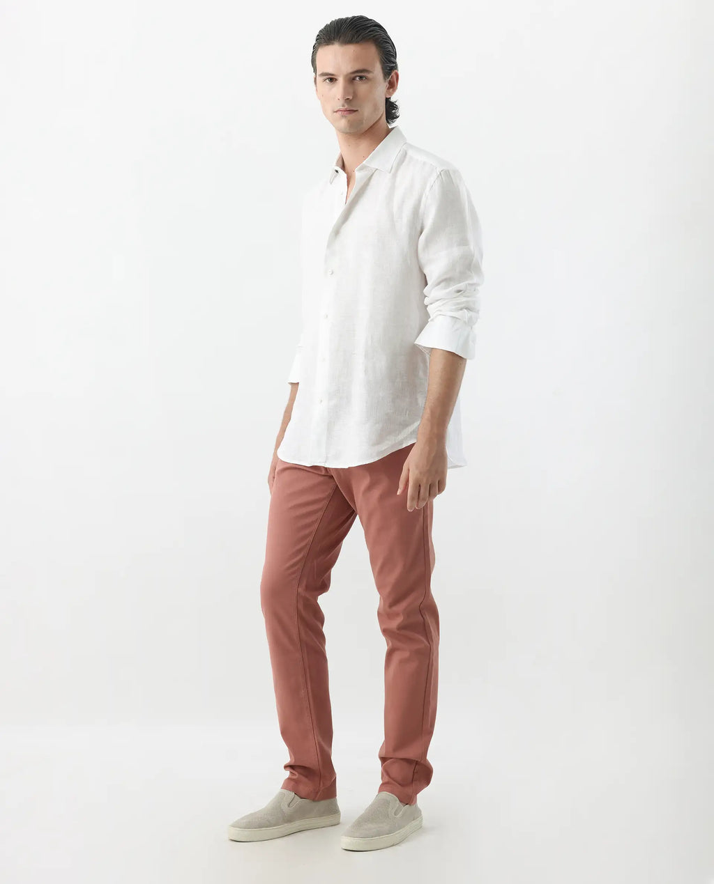 Rare Rabbit Men's Spoke 24 Rust Cotton Blend Plain Regular Fit Trouser