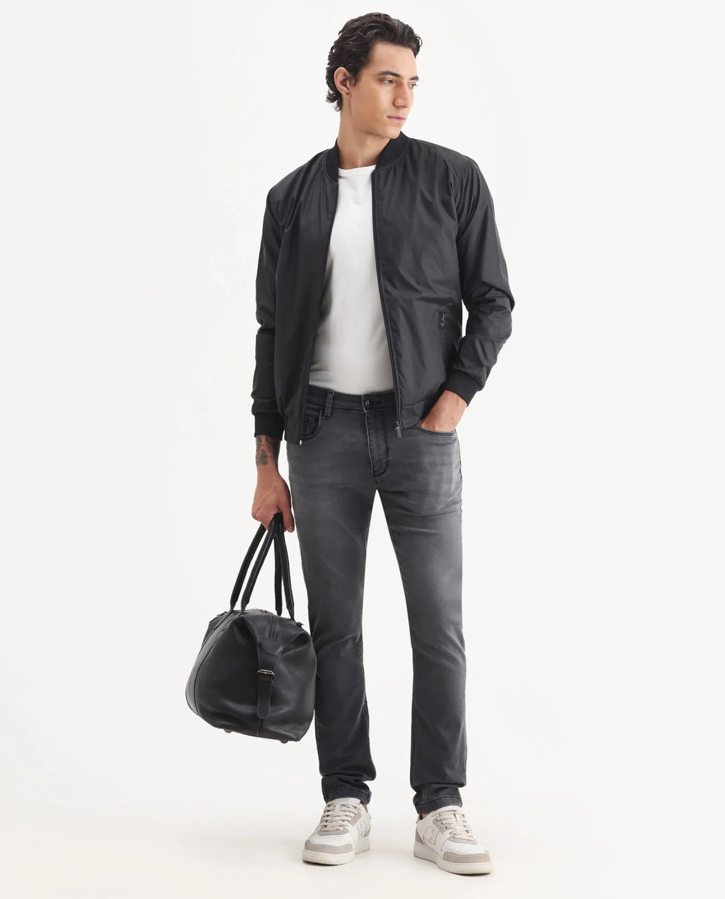 Rare Rabbit Men's Switz-1 Dark Grey Cotton Blend Fabric Hawk Slim Plain Jeans