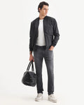 Rare Rabbit Men's Switz-1 Dark Grey Cotton Blend Fabric Hawk Slim Plain Jeans