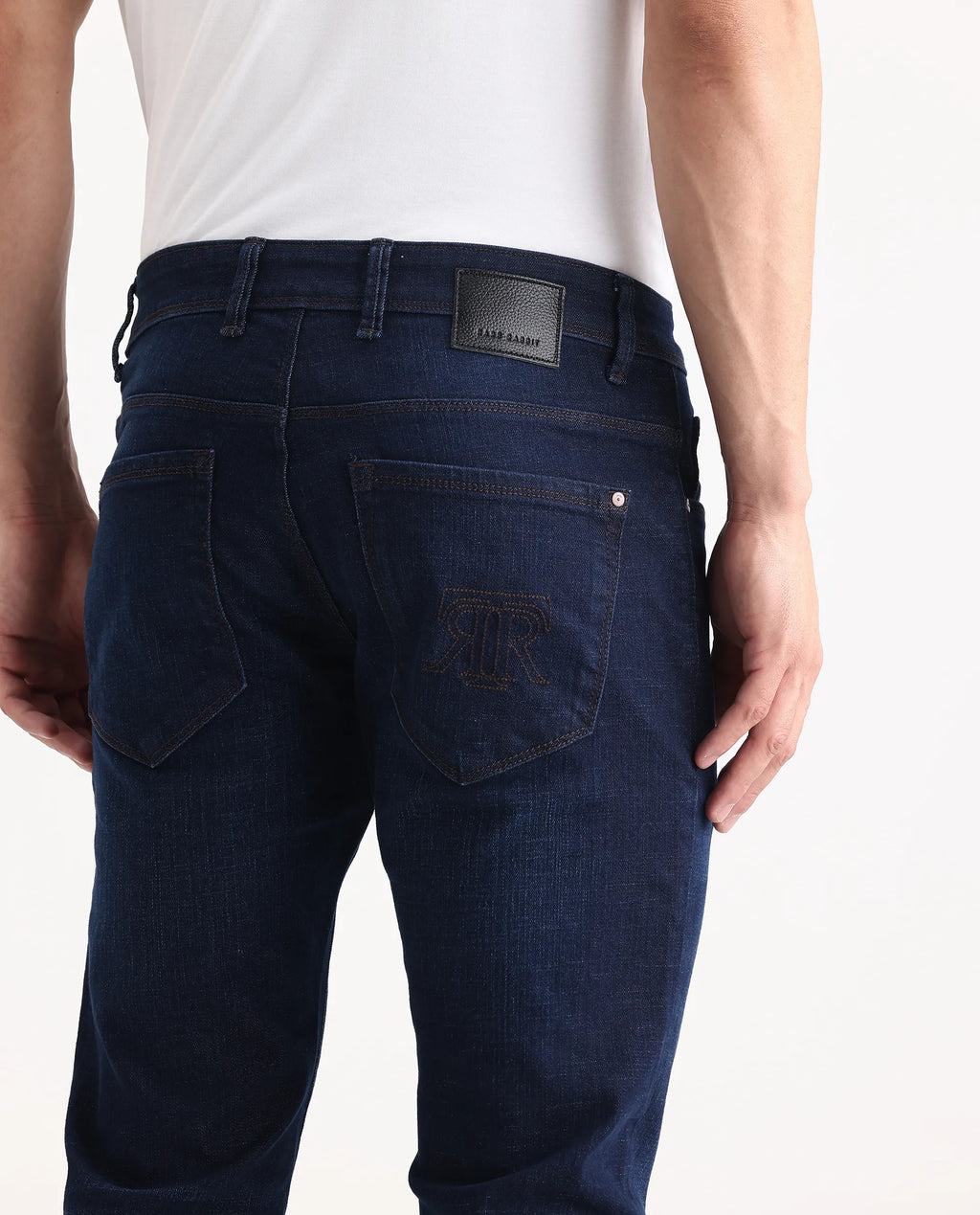 Rare Rabbit Men's Ledo-1 Dark Navy Cotton Blend Fabric Hawk Slim Plain Jeans