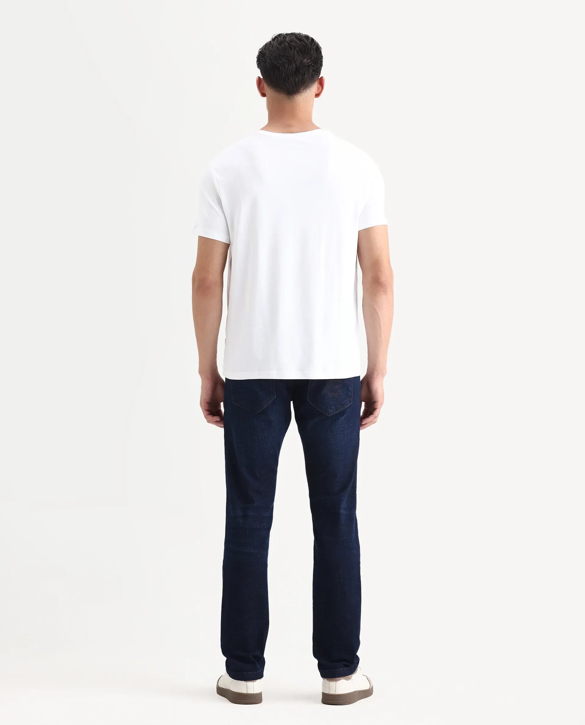 Rare Rabbit Men's Ledo-1 Dark Navy Cotton Blend Fabric Hawk Slim Plain Jeans