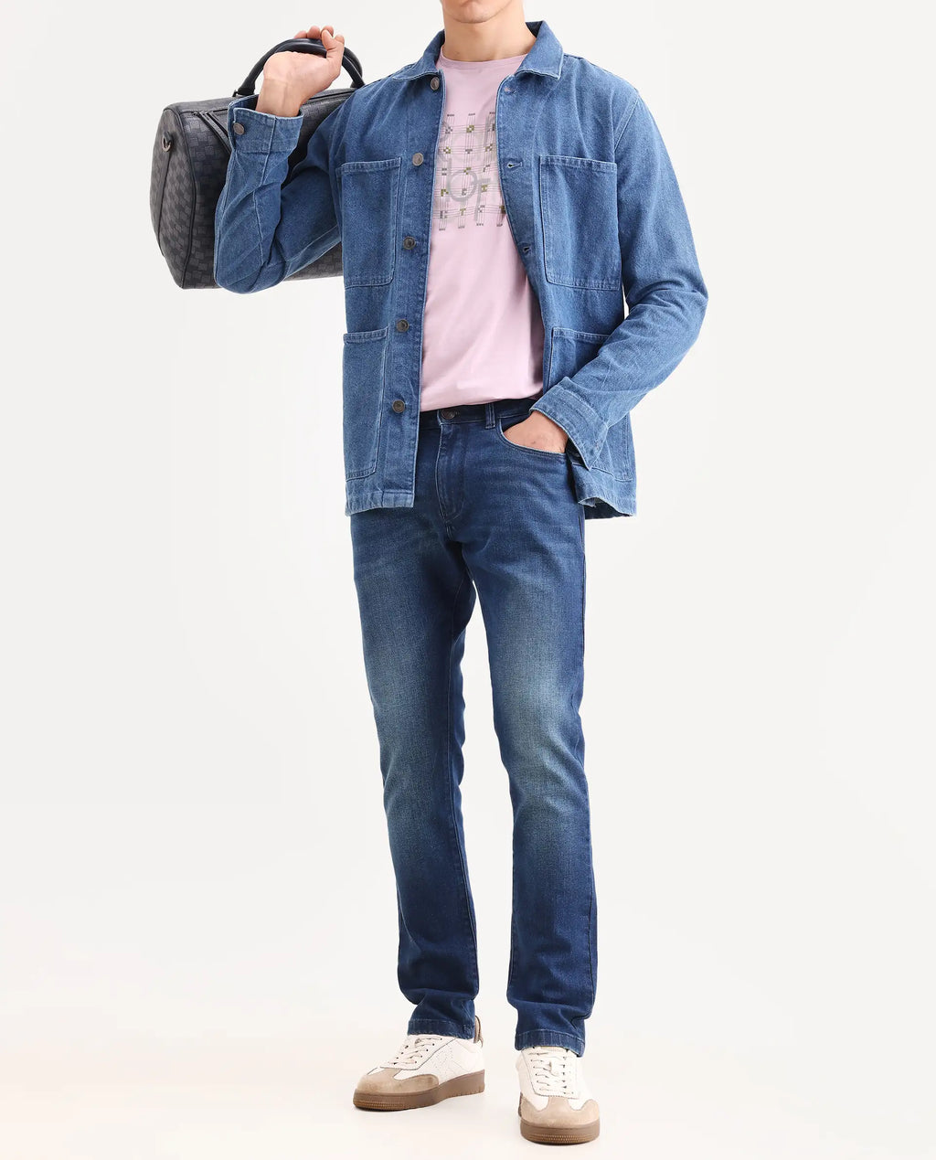 Rare Rabbit Men's Rilo H Dark Blue Cotton Blend Fabric Hawk Slim Plain Jeans
