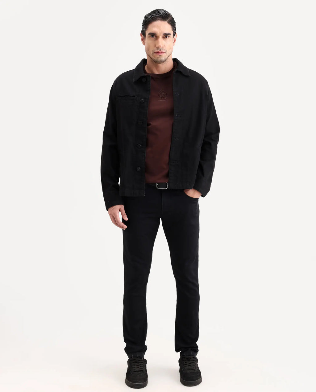 Rare Rabbit Men's Korv 26 Black Cotton Blend Fabric Hawk Slim Fit Plain Jeans