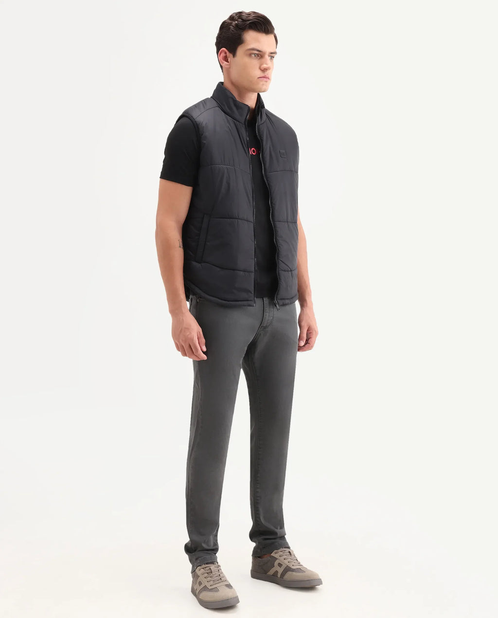 Rare Rabbit Men's Korv 26 Grey Cotton Blend Fabric Shank And Zipper Hawk Slim Plain Jeans