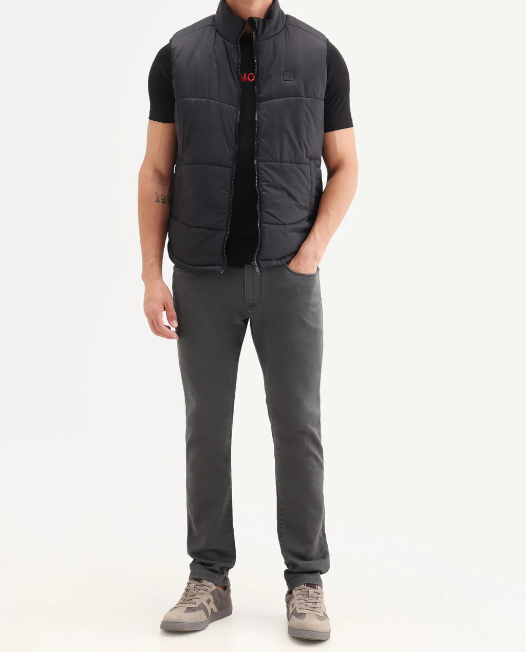 Rare Rabbit Men's Korv 26 Grey Cotton Blend Fabric Shank And Zipper Hawk Slim Plain Jeans