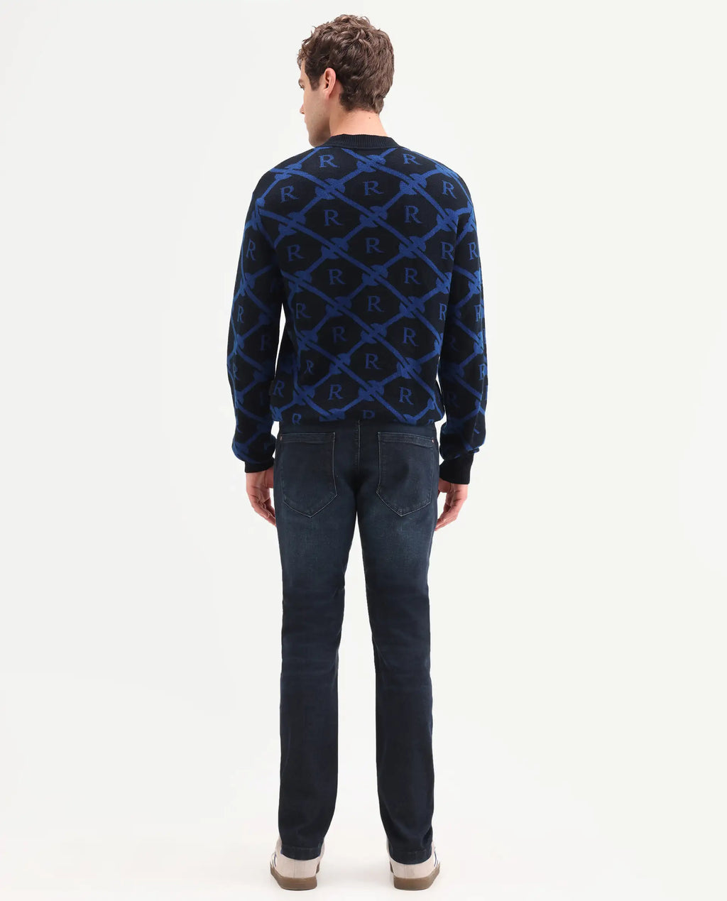 Rare Rabbit Men's Timon Dark Navy Cotton Blend Fabric Shank And Zipper Hawk Slim Plain Jeans
