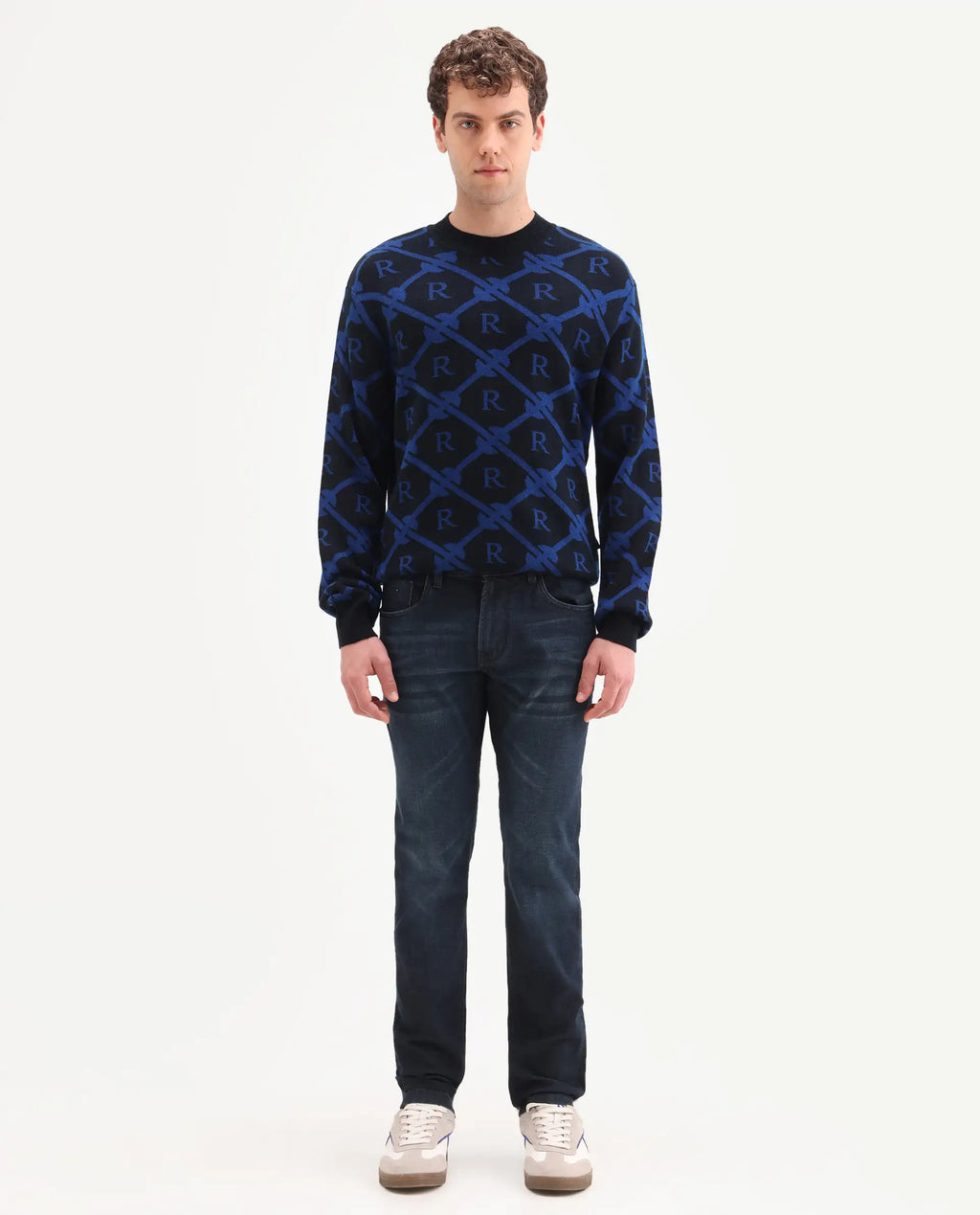 Rare Rabbit Men's Timon Dark Navy Cotton Blend Fabric Shank And Zipper Hawk Slim Plain Jeans