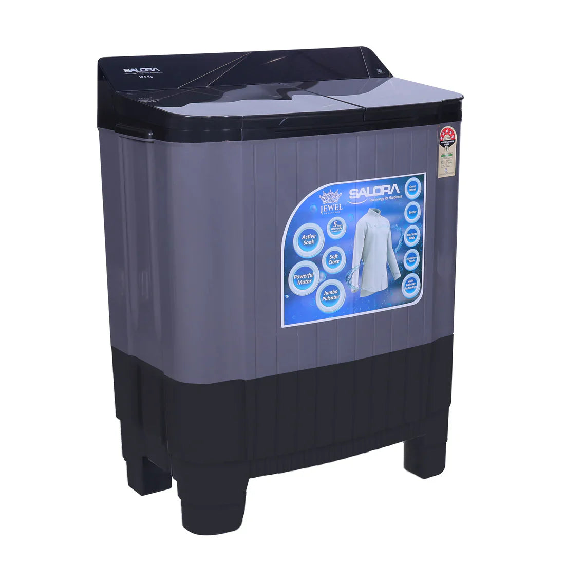 Salora 10.5 kg Semi Automatic Top Load Washing Machine SWMS-10502 GRT