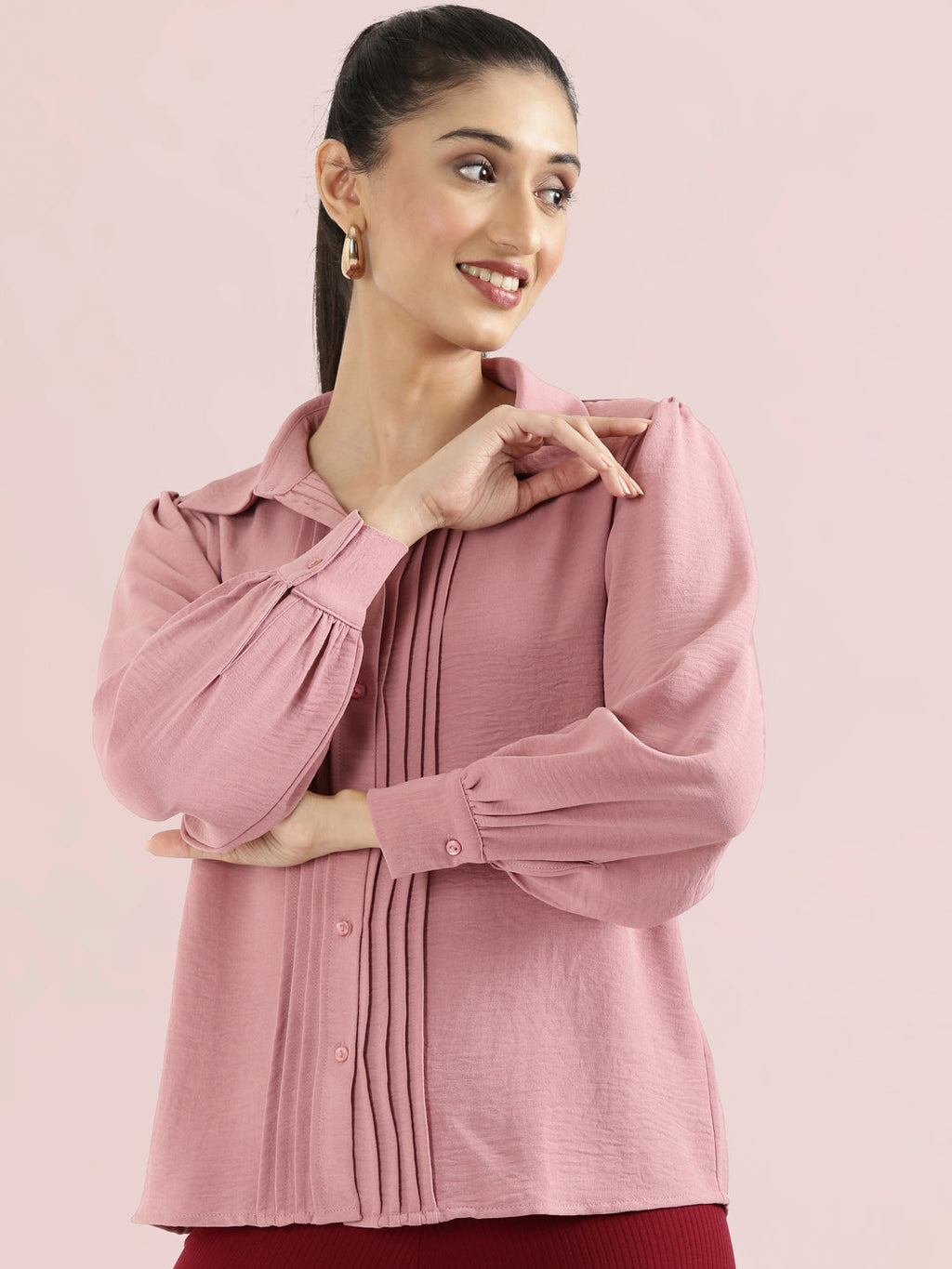 Hammered Classic Collar Pintuck Shirt