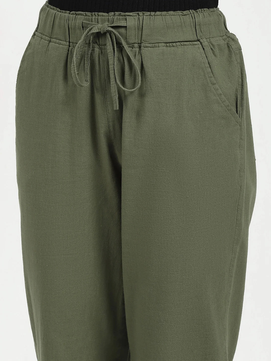 Olive Regular Fit Cotton Lower