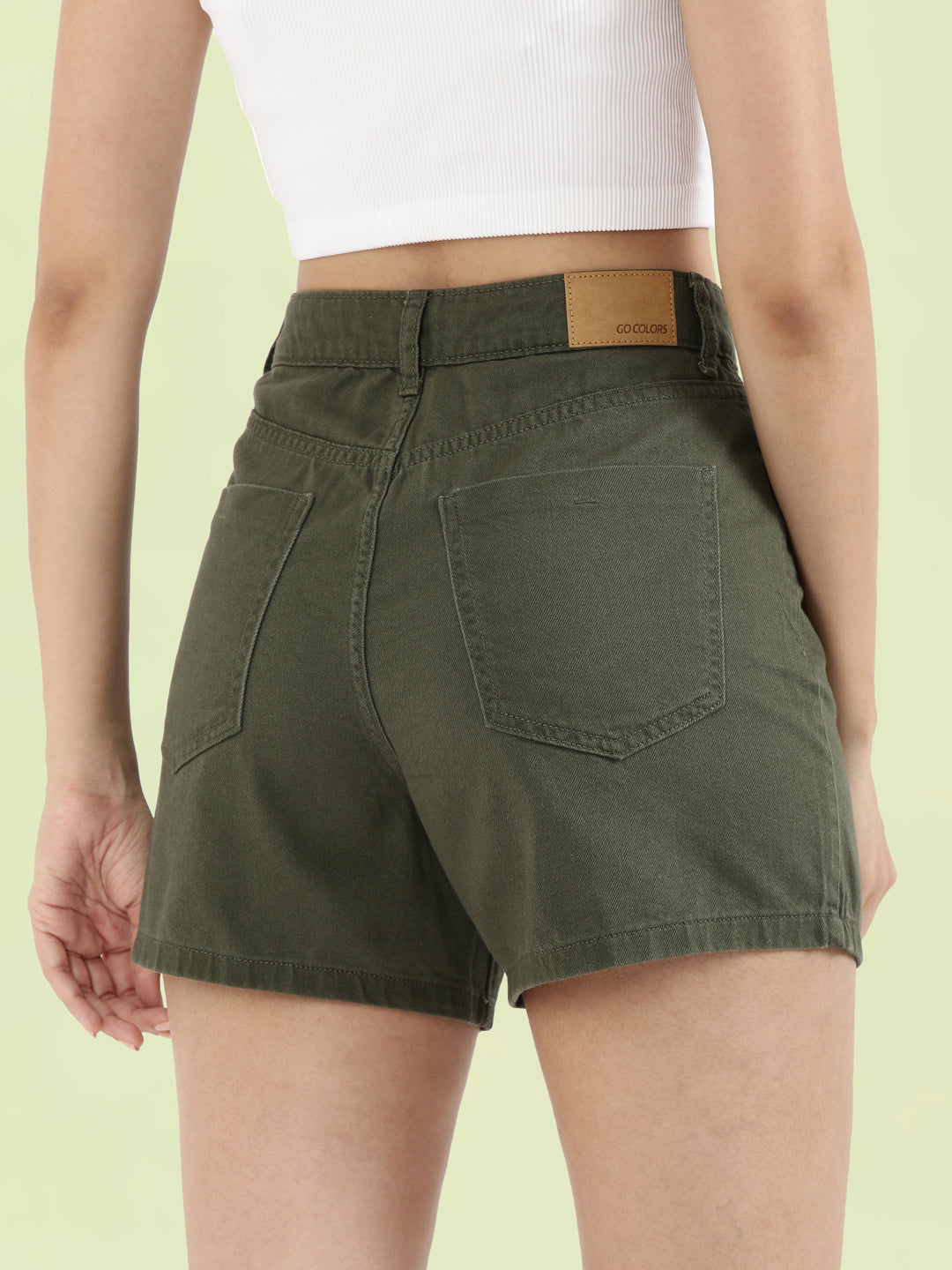 Olive Green Cotton Twill Shorts