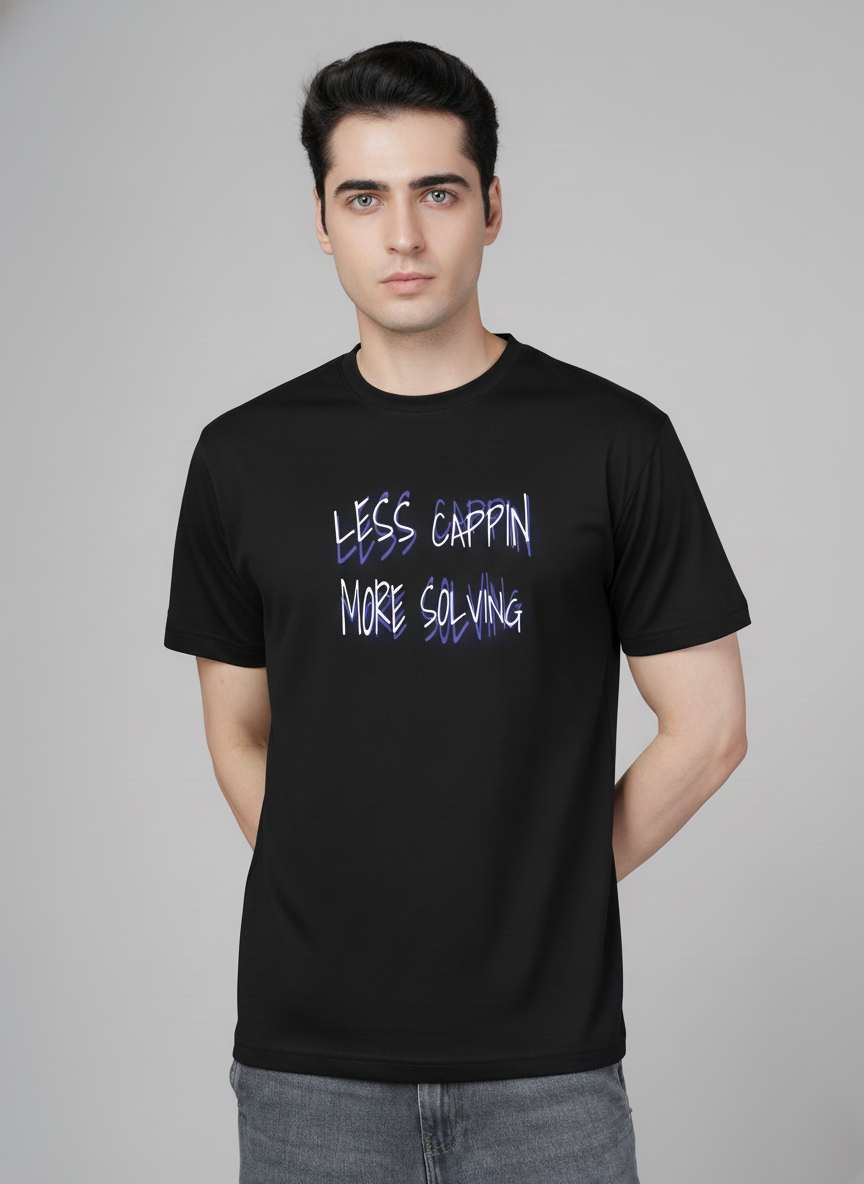 Men Cotton Black Printed Tshirt