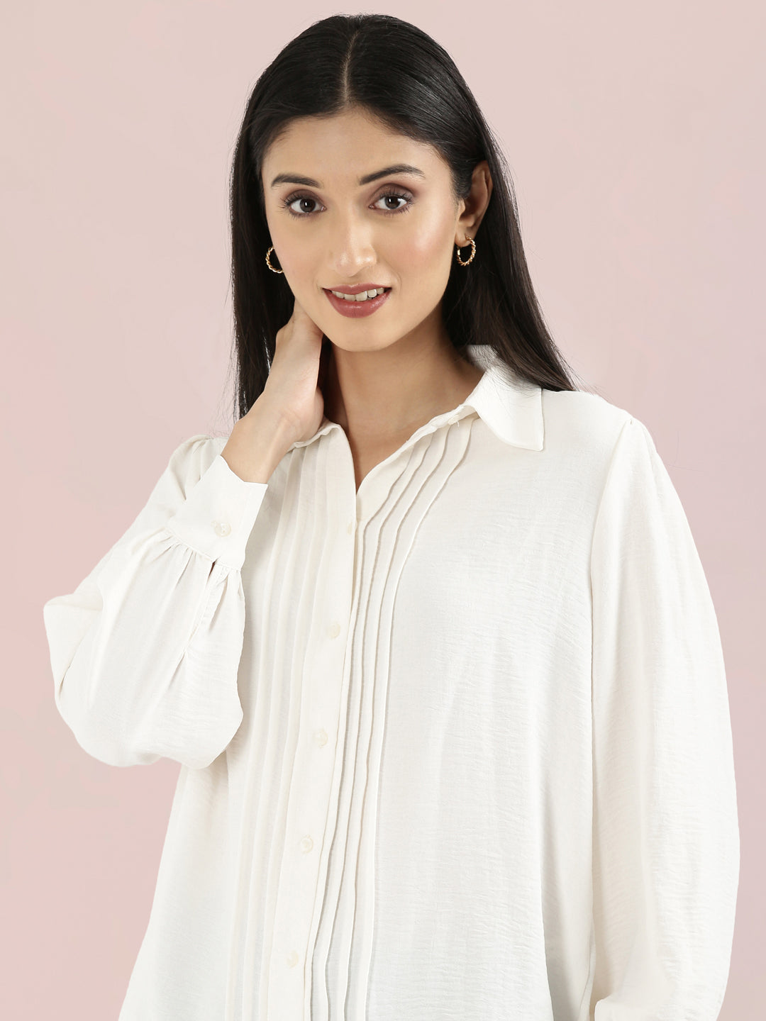 Hammered Classic Collar Pintuck Shirt