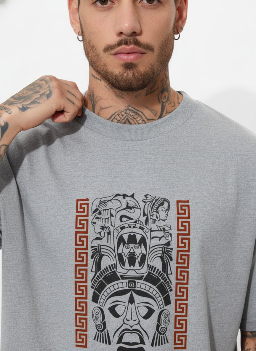 Men Oversized Cotton Tribal T-Shirt