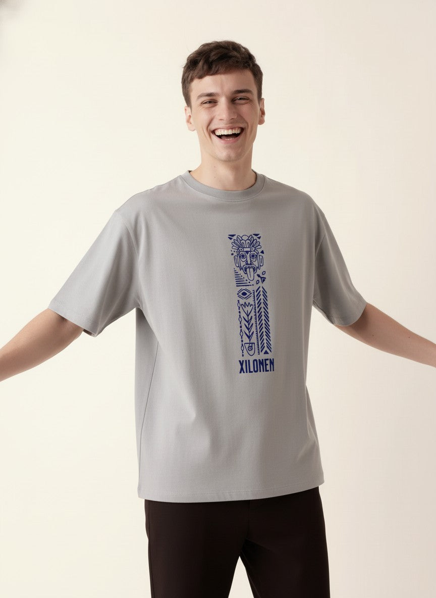 Men Oversized Cotton Tribal T-Shirt