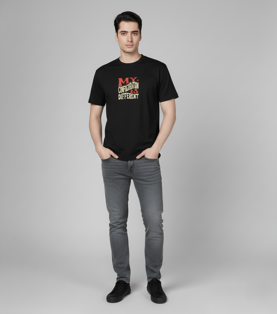 Men Cotton Black Printed Tshirt
