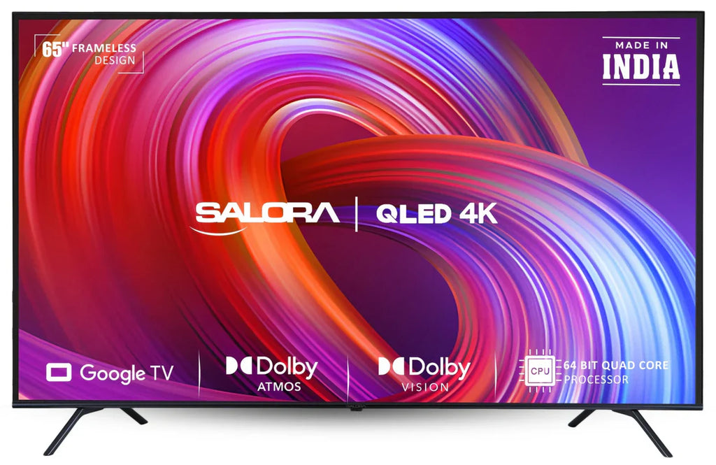 SALORA 164 CM (65 INCHES) 4K ULTRA HD SMART QLED GOOGLE TV, SLV-3655 QGTV (BLACK)
