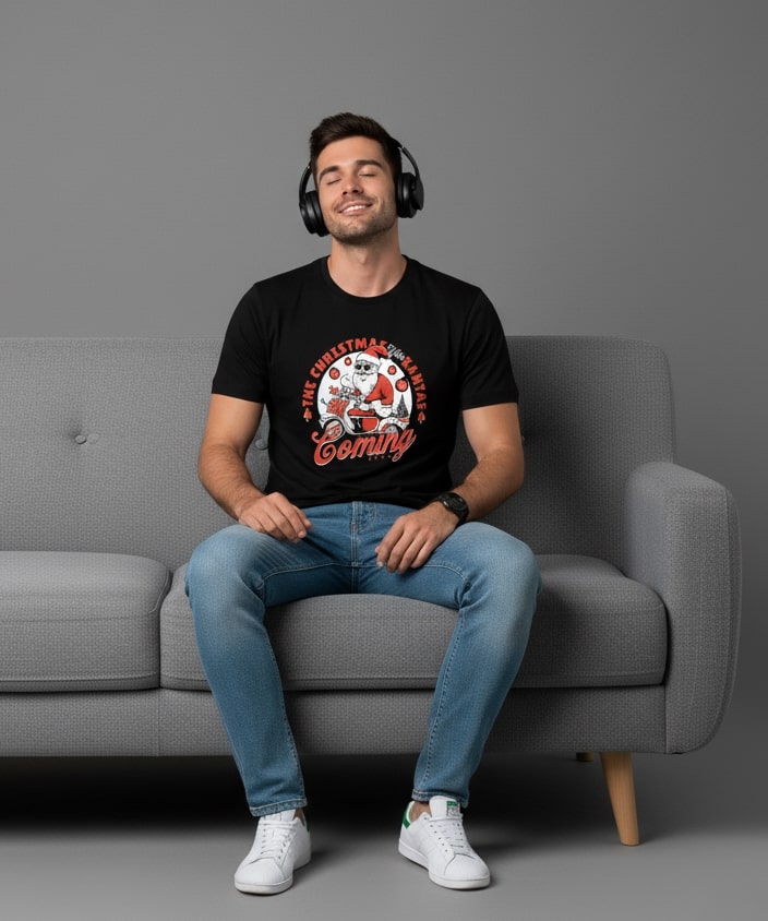 Men Printed Black Cotton Tshirt