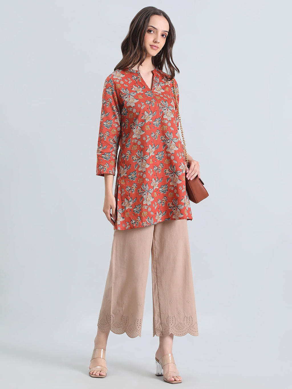 Cotton Floral Kalamkari Print Short Kurti