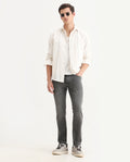 Rare Rabbit Men's Divi Light Grey Cotton Plain Hawk Slim Fit Jeans