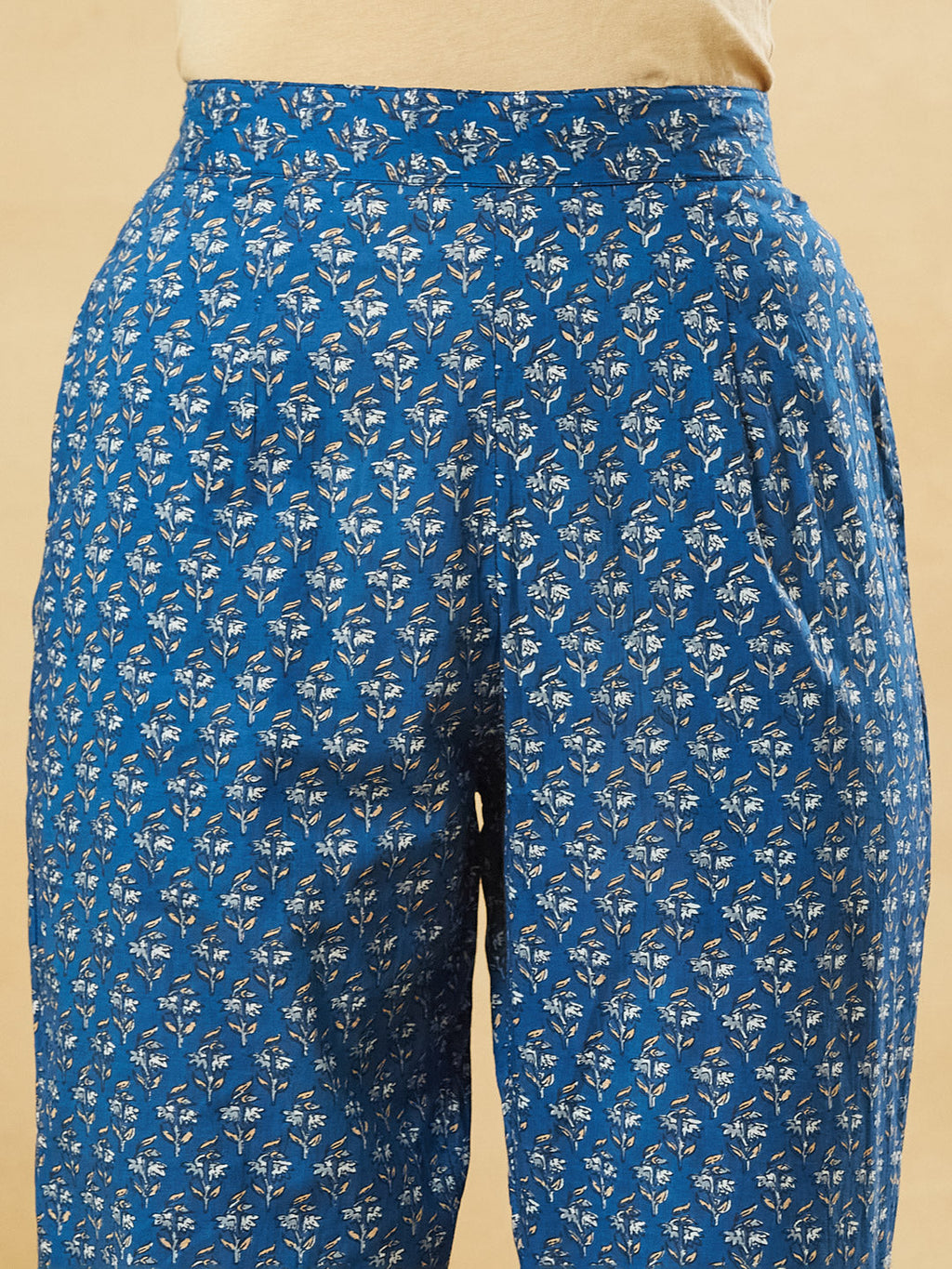 Divena Blue A-Line Cotton Kurta Pant Set With Dupatta