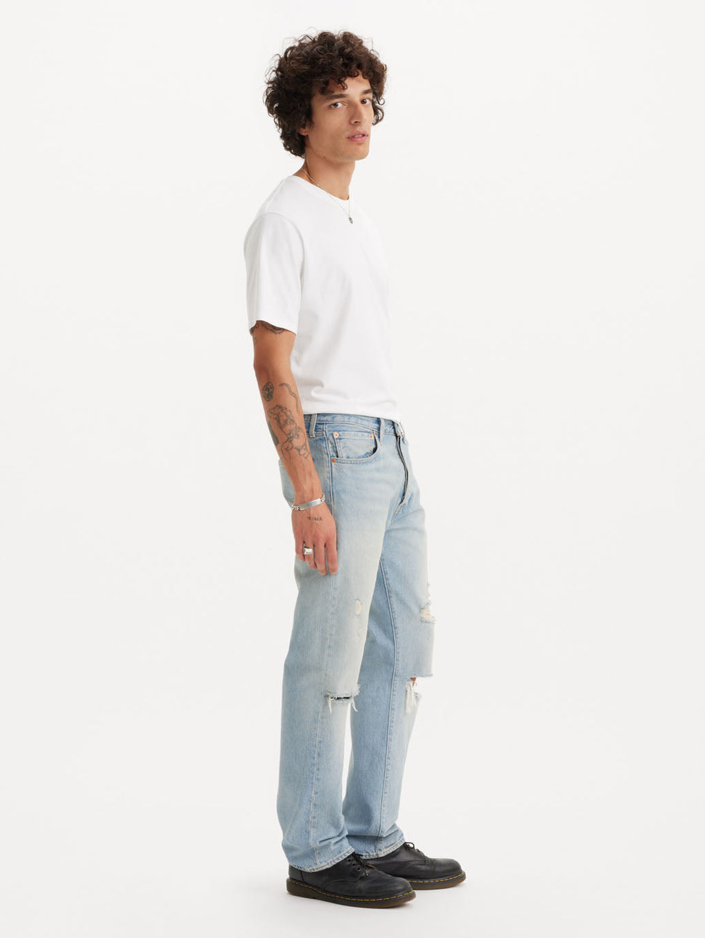 Men's 501 Blue Straight Fit Mid Rise Jeans