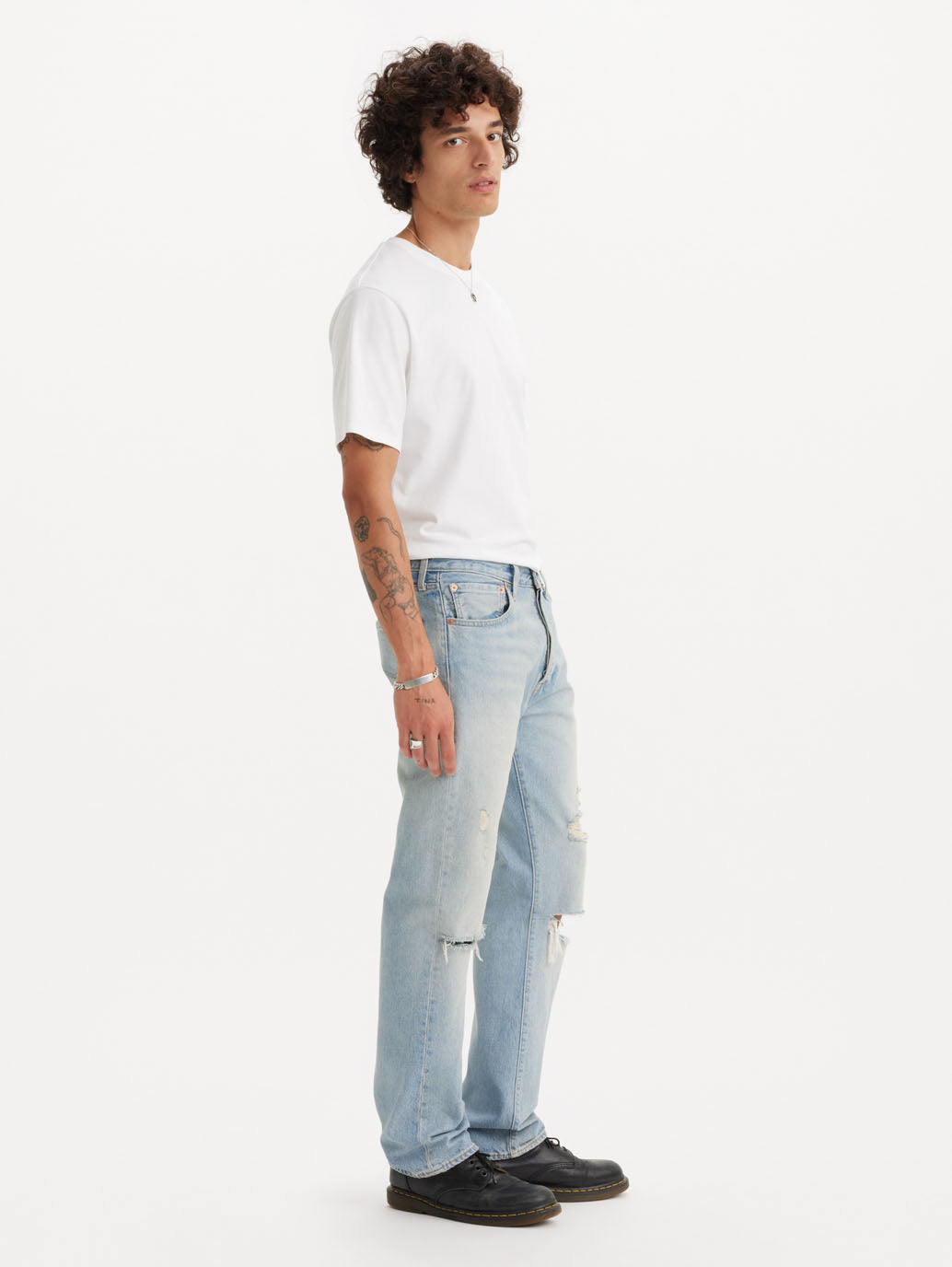 Men's 501 Blue Straight Fit Mid Rise Jeans