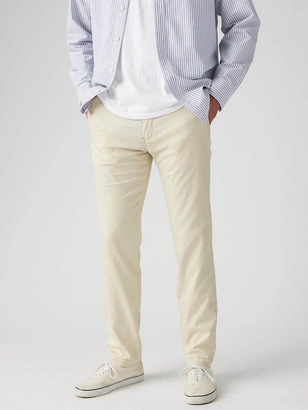 Men's Cream Regular Fit Chinos