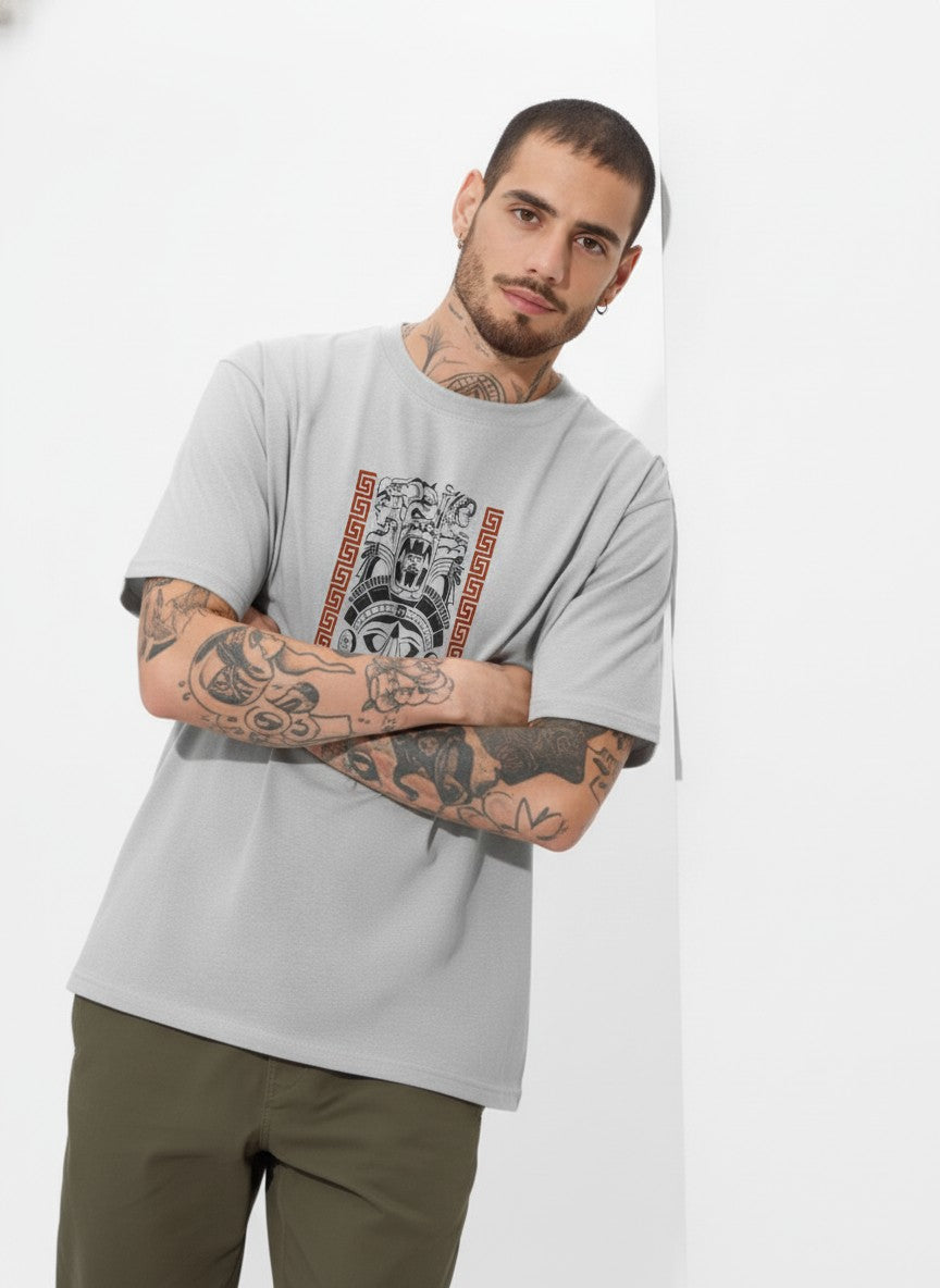 Men Oversized Cotton Tribal T-Shirt
