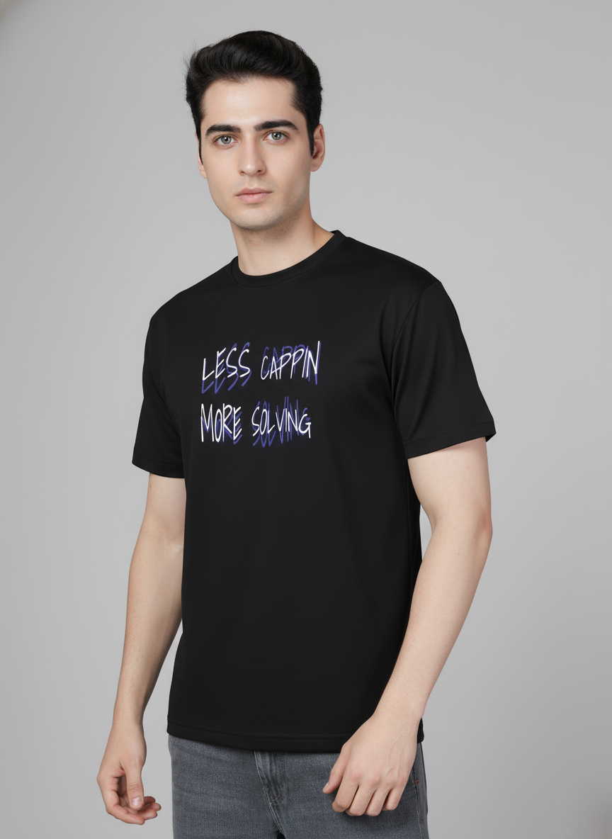 Men Cotton Black Printed Tshirt