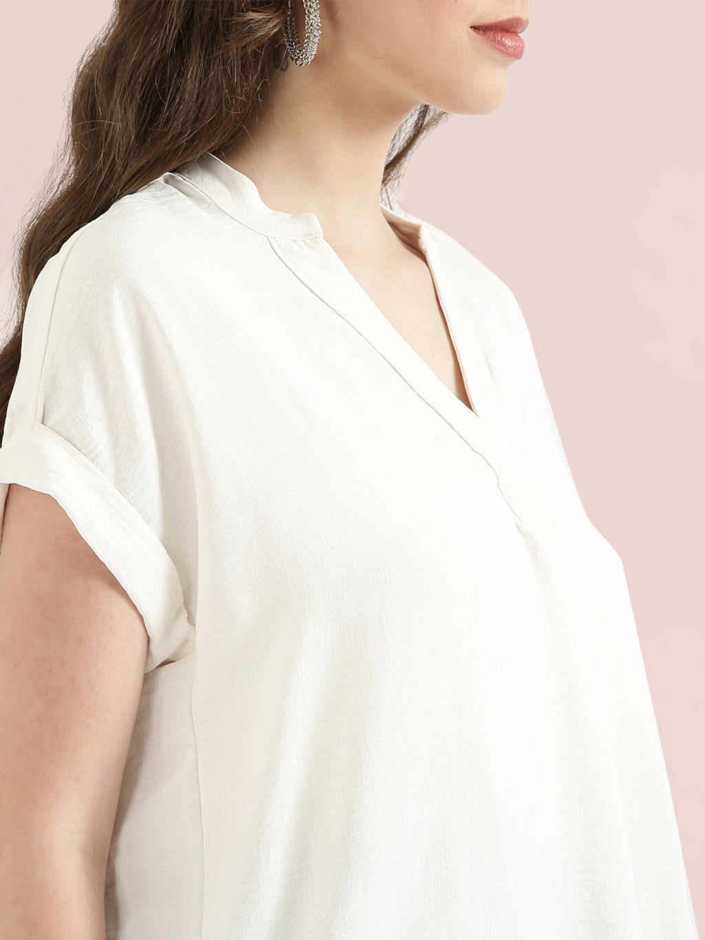 Mandarin Collar Textured Blouse