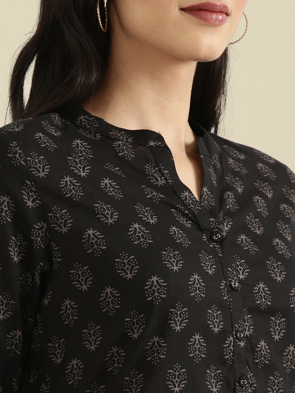 Cotton Dabu Block Print Straight Kurta