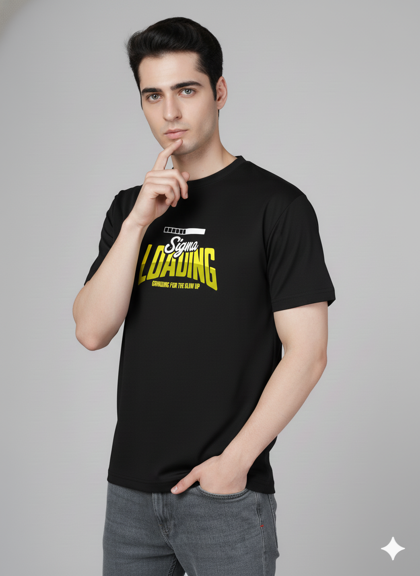 Men Cotton Black Printed Tshirt