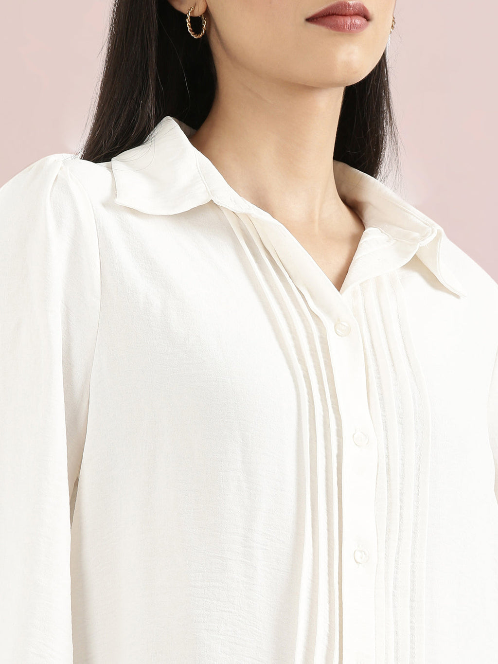 Hammered Classic Collar Pintuck Shirt
