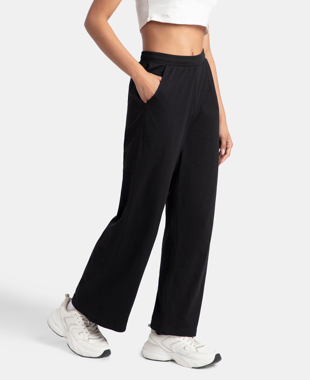 Pack of 2 Super Combed Cotton Rich Straight Fit Wide Leg Pants - Deep Depths & Black