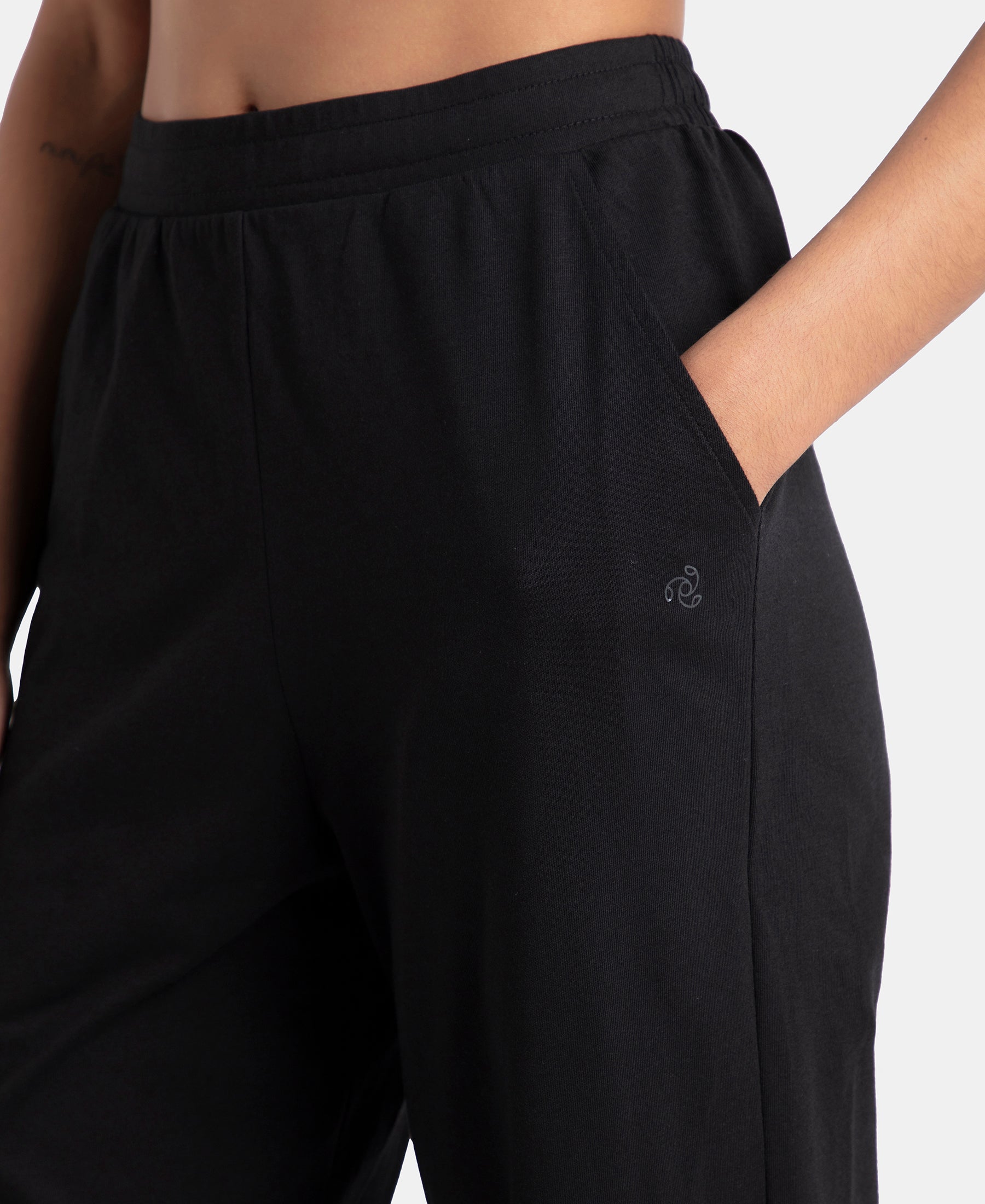Pack of 2 Super Combed Cotton Rich Straight Fit Wide Leg Pants - Deep Depths & Black