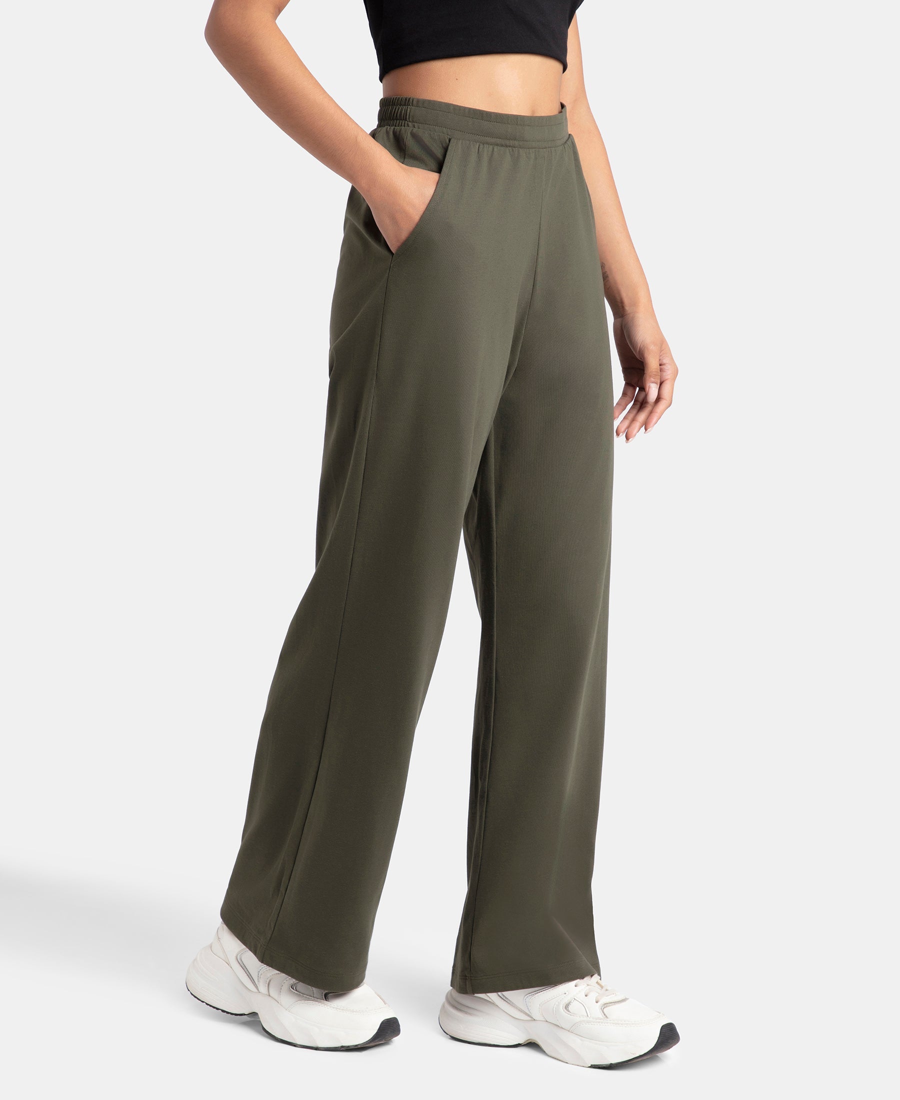 Pack of 2 Super Combed Cotton Rich Straight Fit Wide Leg Pants - Deep Depths & Black