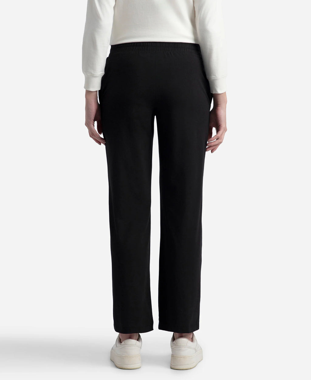 Super Combed Cotton Rich Relaxed Fit Wide Leg Pants with Side Pockets - Black