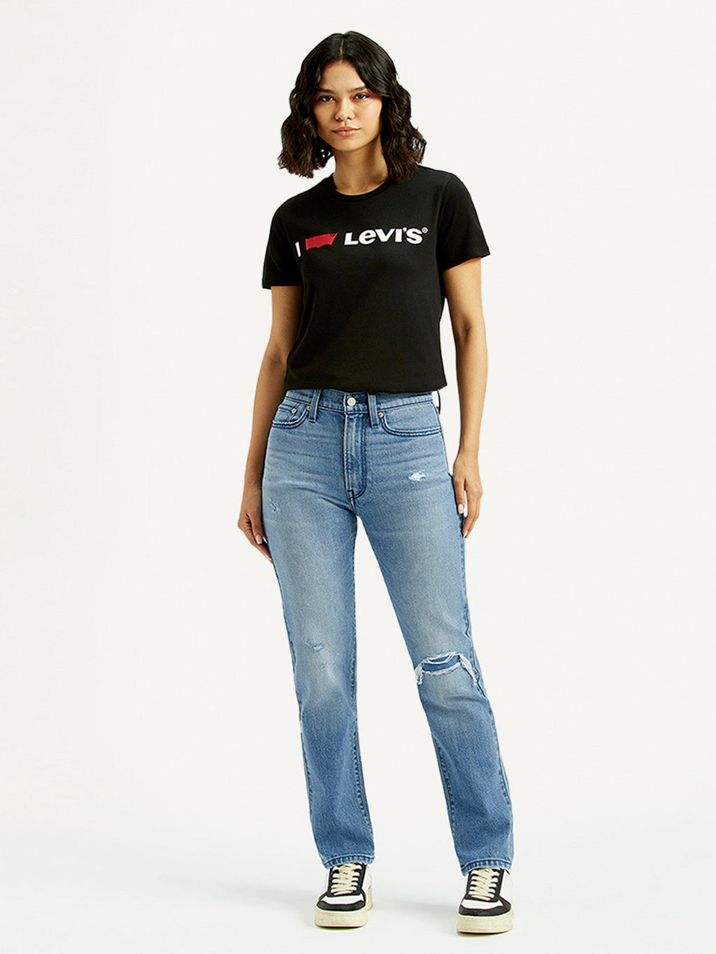 Women's Light Blue Wedgie Straight Fit Mid Rise Jeans