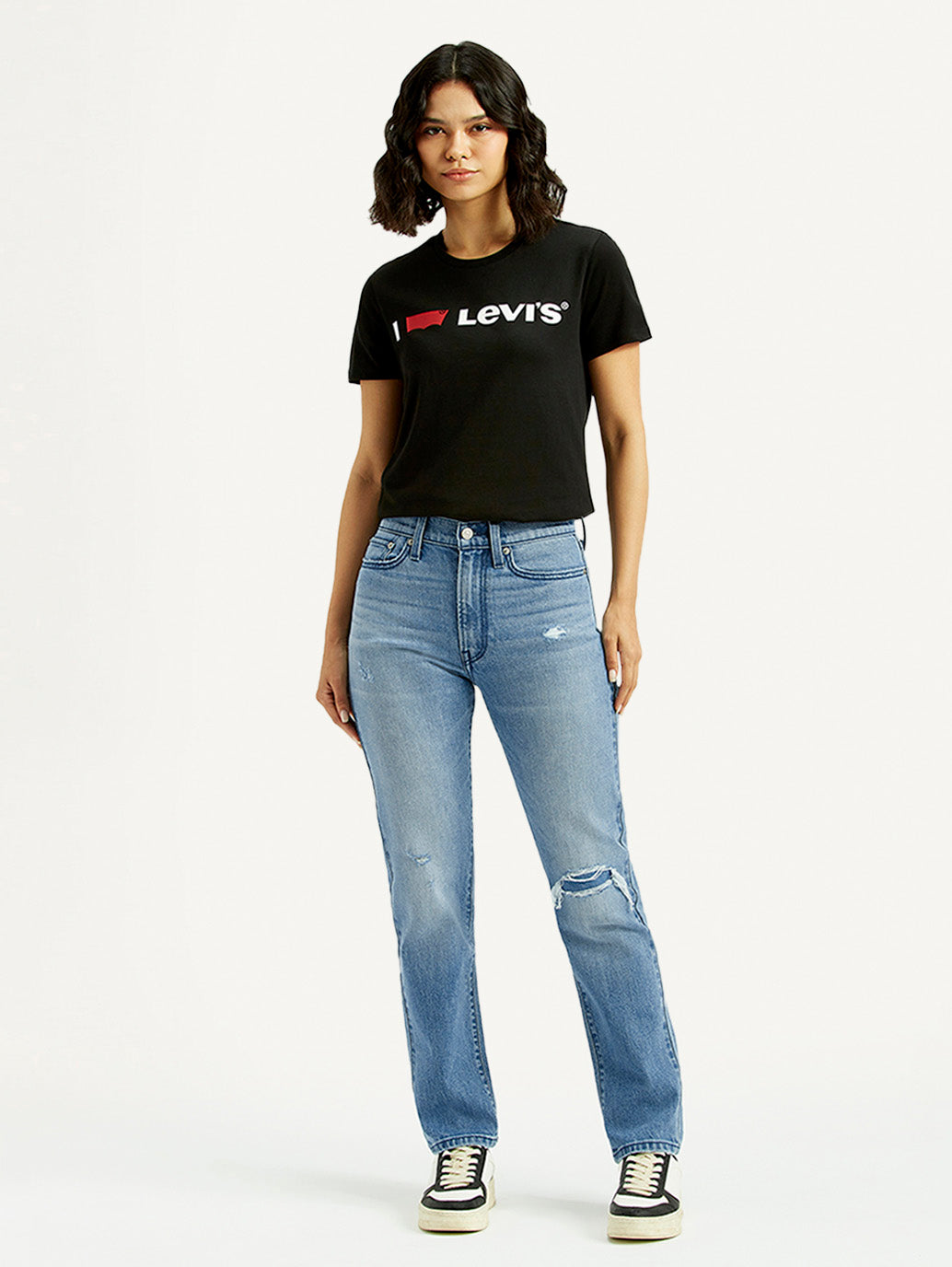 Women's Light Blue Wedgie Straight Fit Mid Rise Jeans