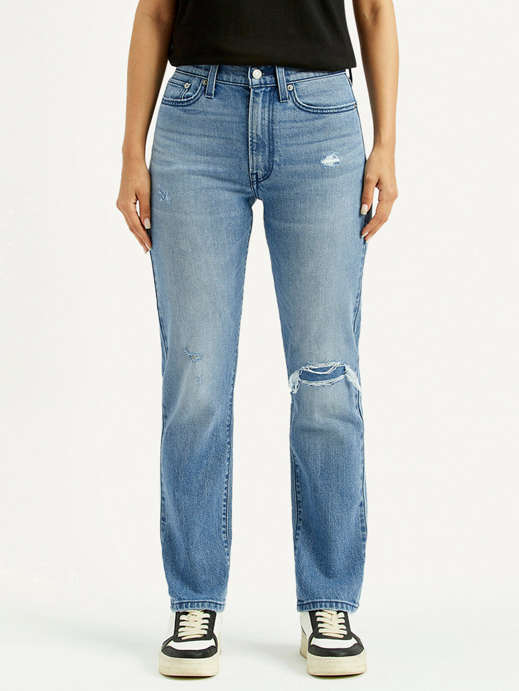 Women's Light Blue Wedgie Straight Fit Mid Rise Jeans