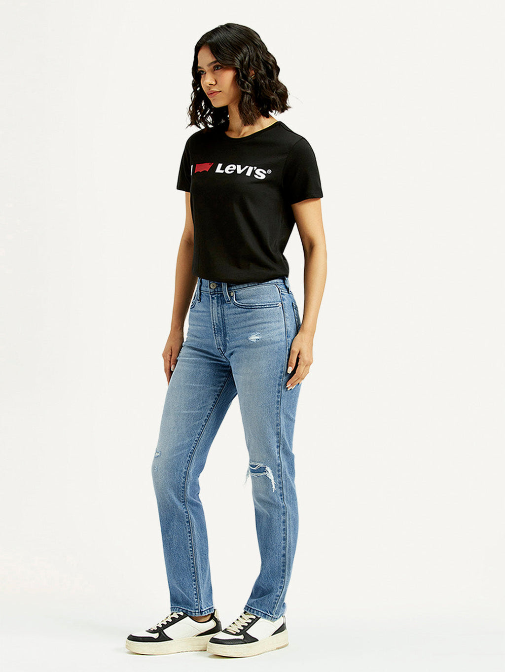 Women's Light Blue Wedgie Straight Fit Mid Rise Jeans