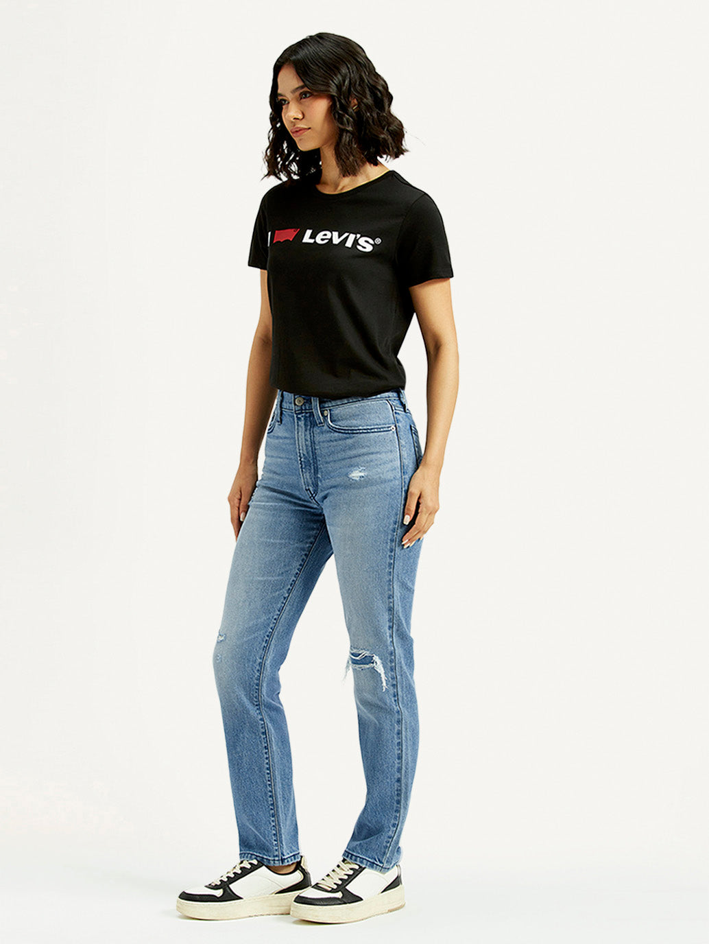 Women's Light Blue Wedgie Straight Fit Mid Rise Jeans