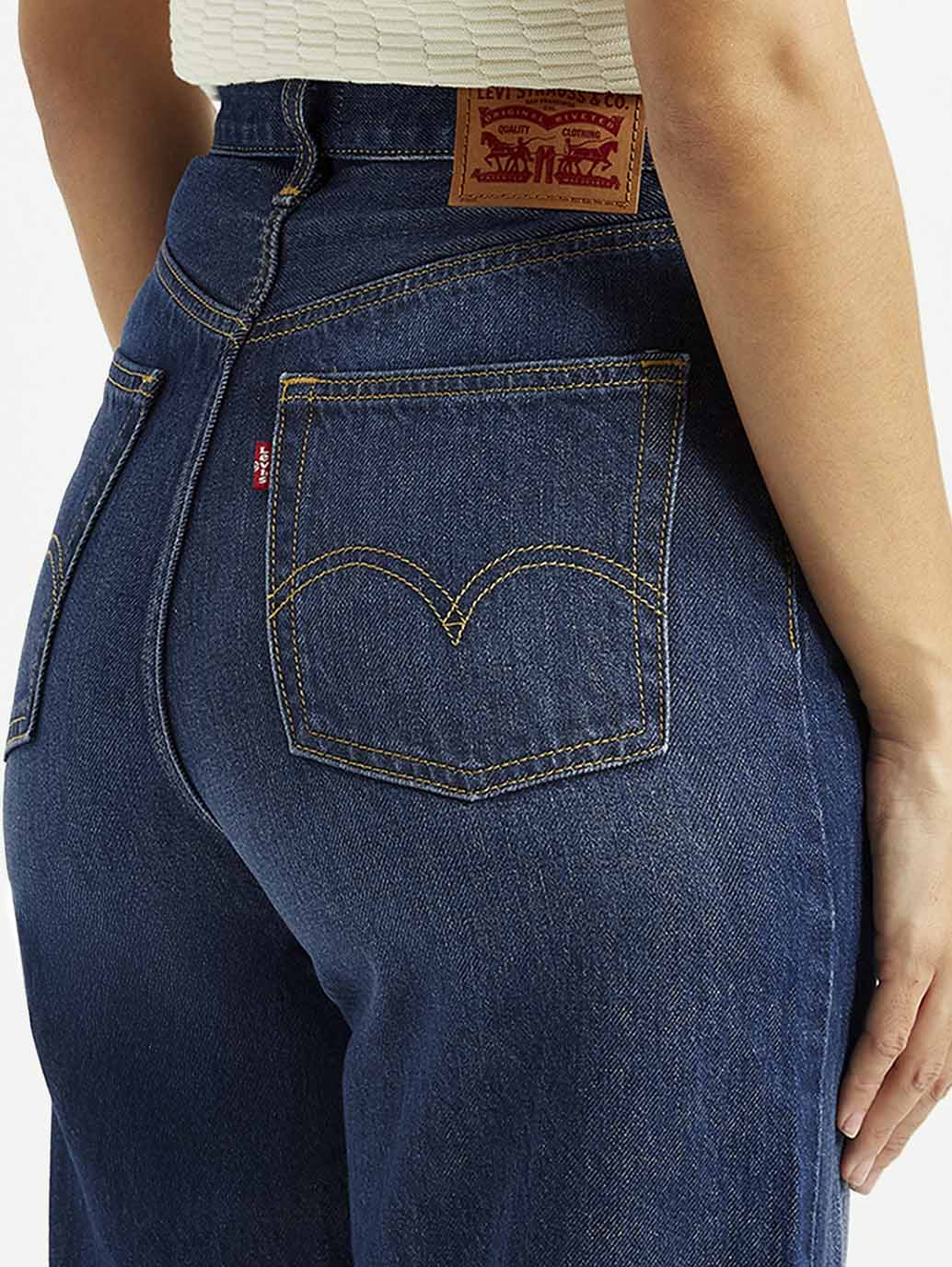 Women's Dark Indigo Loose Fit High Rise Jeans