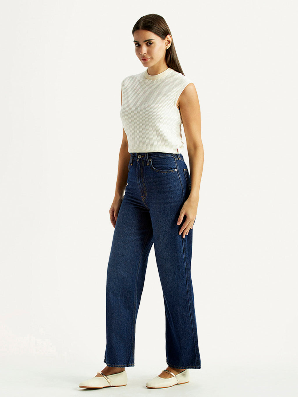Women's Dark Indigo Loose Fit High Rise Jeans