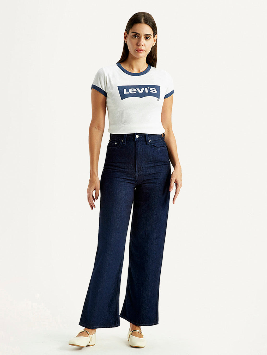 Women's Dark Indigo Loose Fit High Rise Jeans