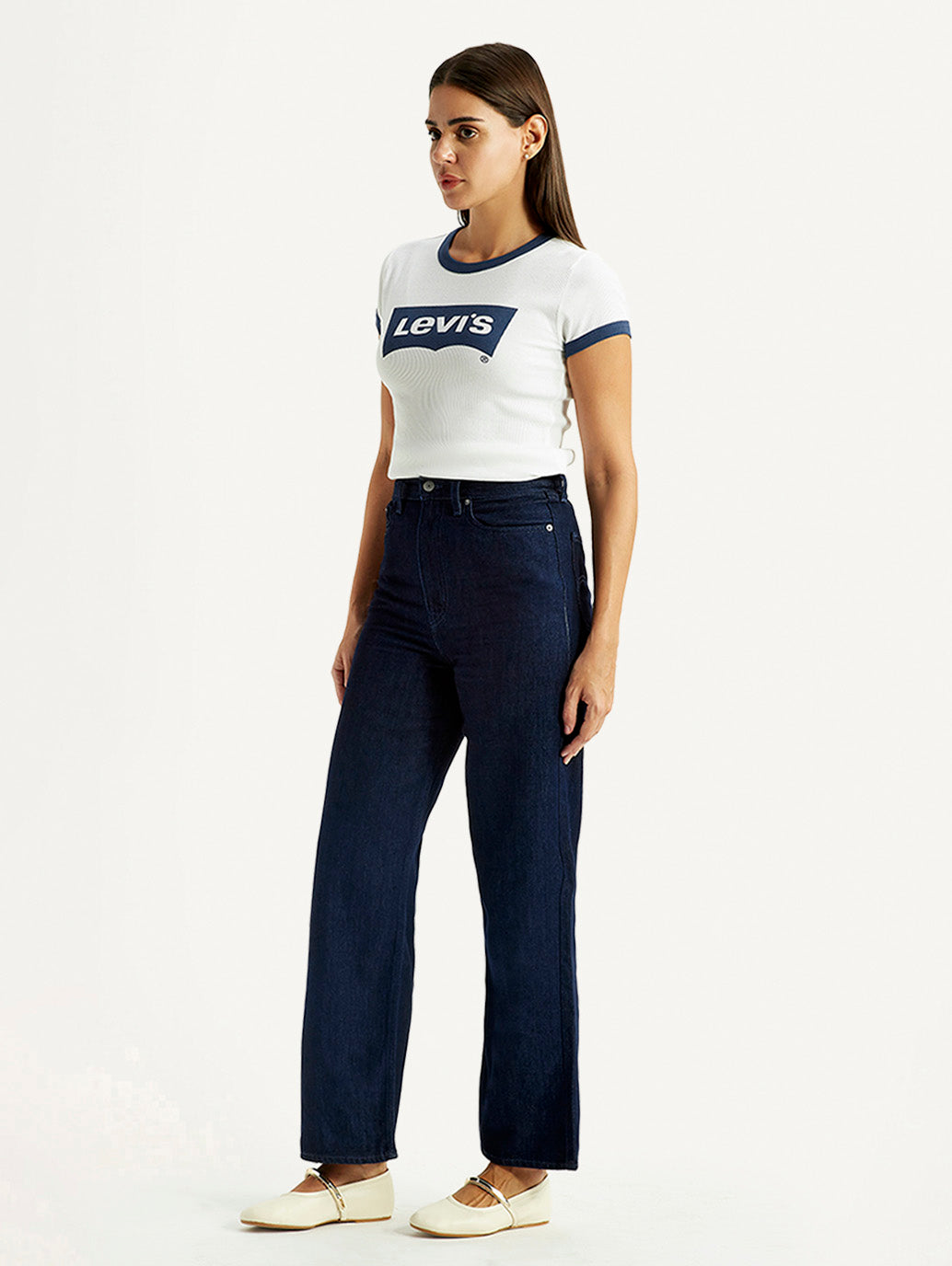 Women's Dark Indigo Loose Fit High Rise Jeans